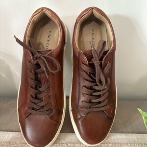 Vince Camuto Genuine Leather Sneakers Lace Up Shoes Brown Tan Mens Sz 8